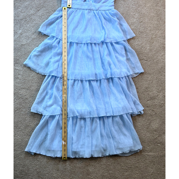 Altar’d State Blue Tiered Ruffle Maxi Dress Small Prom Formal - Picture 6 of 9